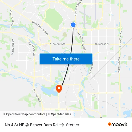 Nb 4 St NE @ Beaver Dam Rd to Stettler map