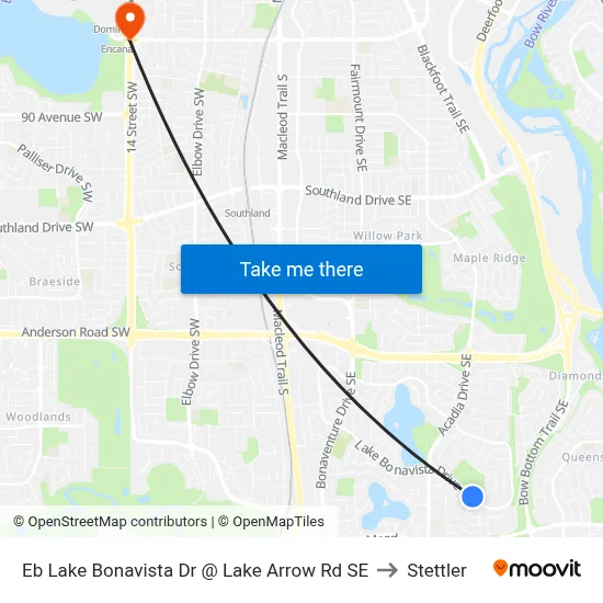 Eb Lake Bonavista Dr @ Lake Arrow Rd SE to Stettler map