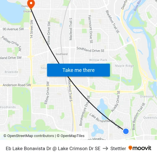 Eb Lake Bonavista Dr @ Lake Crimson Dr SE to Stettler map
