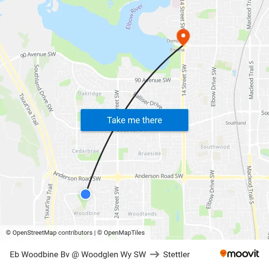 Eb Woodbine Bv @ Woodglen Wy SW to Stettler map