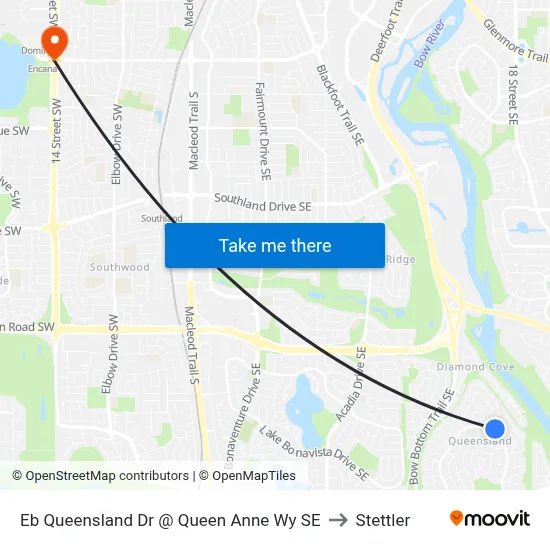 Eb Queensland Dr @ Queen Anne Wy SE to Stettler map