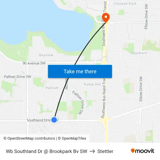 Wb Southland Dr @ Brookpark Bv SW to Stettler map