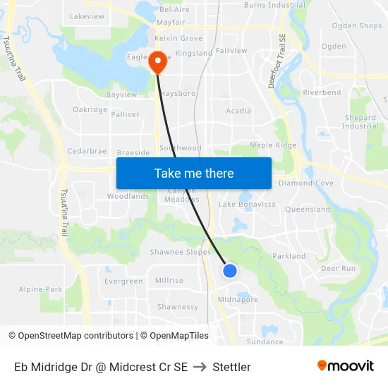 Eb Midridge Dr @ Midcrest Cr SE to Stettler map