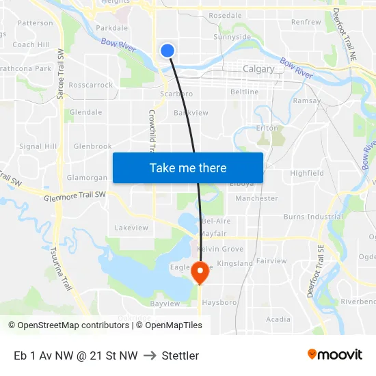 Eb 1 Av NW @ 21 St NW to Stettler map