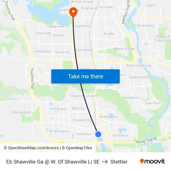 Eb Shawville Ga @ W. Of Shawville Li SE to Stettler map