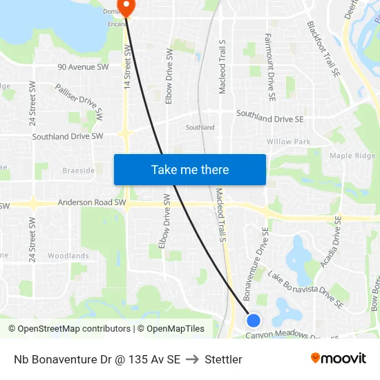 Nb Bonaventure Dr @ 135 Av SE to Stettler map