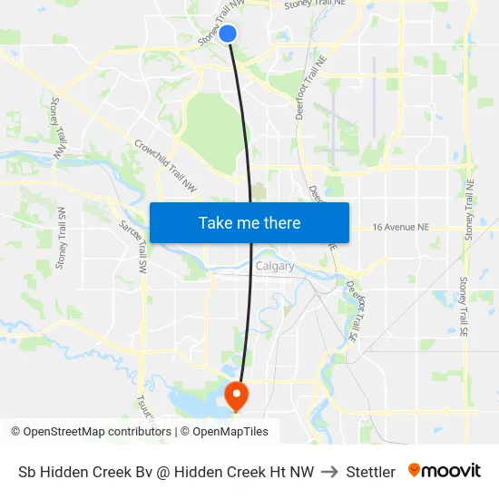Sb Hidden Creek Bv @ Hidden Creek Ht NW to Stettler map