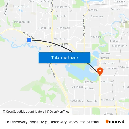 Eb Discovery Ridge Bv @ Discovery Dr SW to Stettler map
