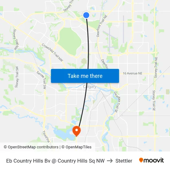 Eb Country Hills Bv @ Country Hills Sq NW to Stettler map