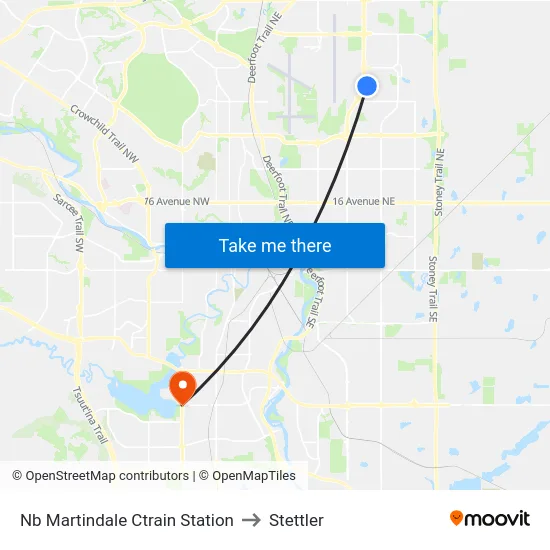 Nb Martindale Ctrain Station to Stettler map