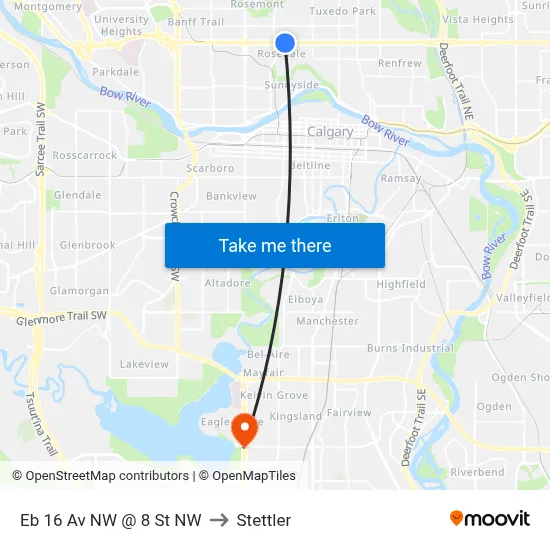Eb 16 Av NW @ 8 St NW to Stettler map