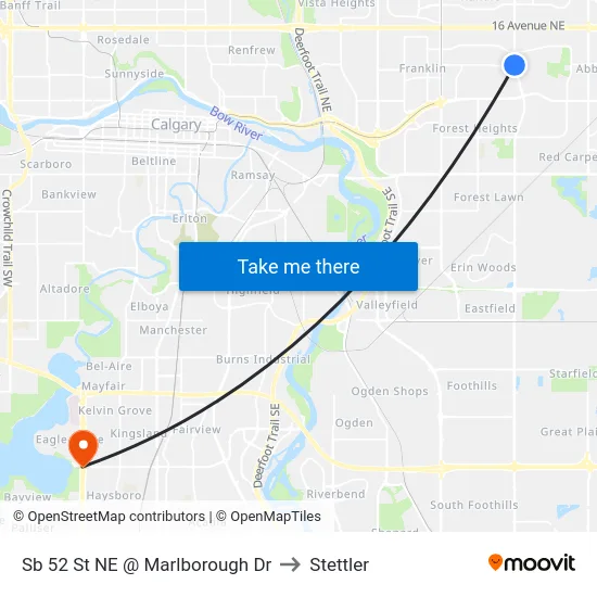 Sb 52 St NE @ Marlborough Dr to Stettler map