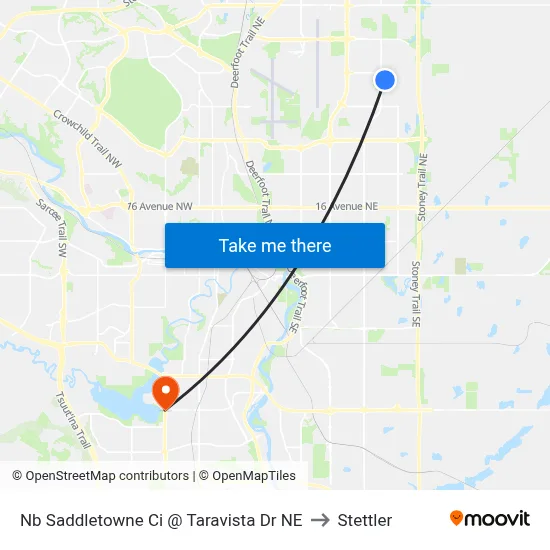 Nb Saddletowne Ci @ Taravista Dr NE to Stettler map