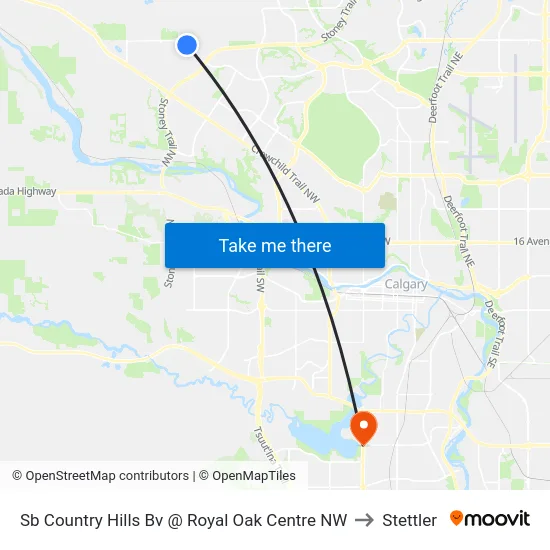 Sb Country Hills Bv @ Royal Oak Centre NW to Stettler map