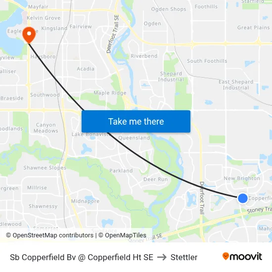 Sb Copperfield Bv @ Copperfield Ht SE to Stettler map
