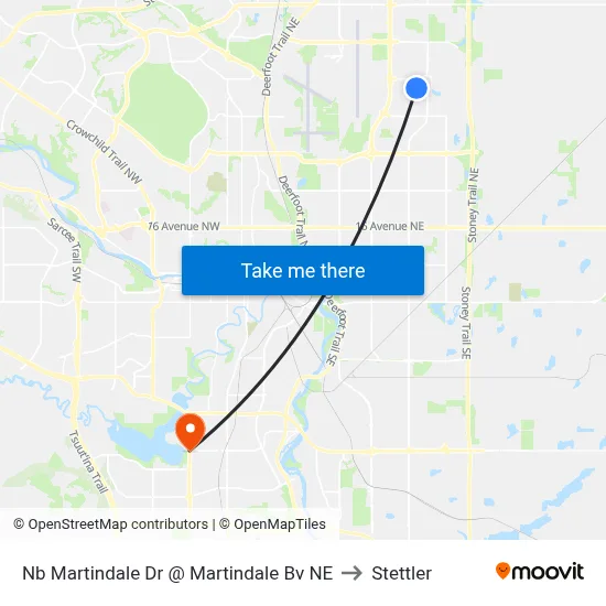 Nb Martindale Dr @ Martindale Bv NE to Stettler map