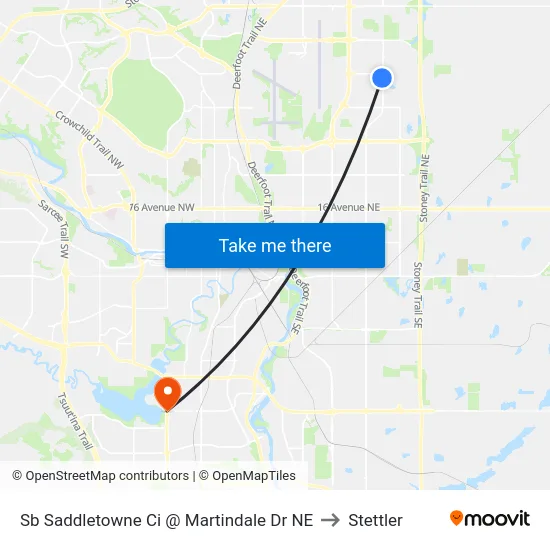 Sb Saddletowne Ci @ Martindale Dr NE to Stettler map