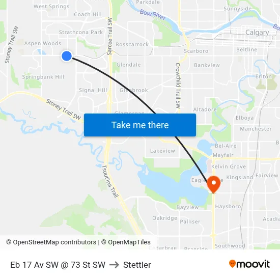 Eb 17 Av SW @ 73 St SW to Stettler map