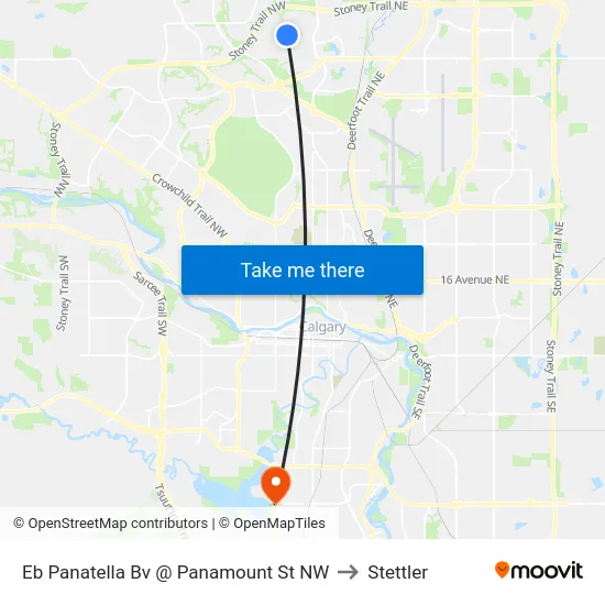 Eb Panatella Bv @ Panamount St NW to Stettler map