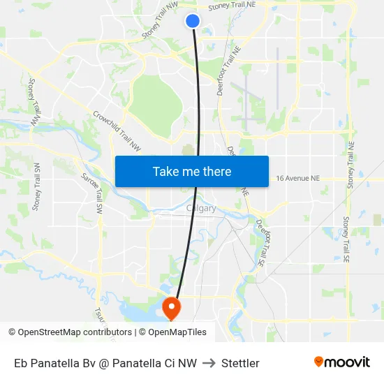 Eb Panatella Bv @ Panatella Ci NW to Stettler map