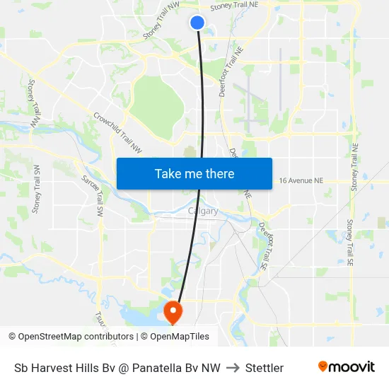 Sb Harvest Hills Bv @ Panatella Bv NW to Stettler map