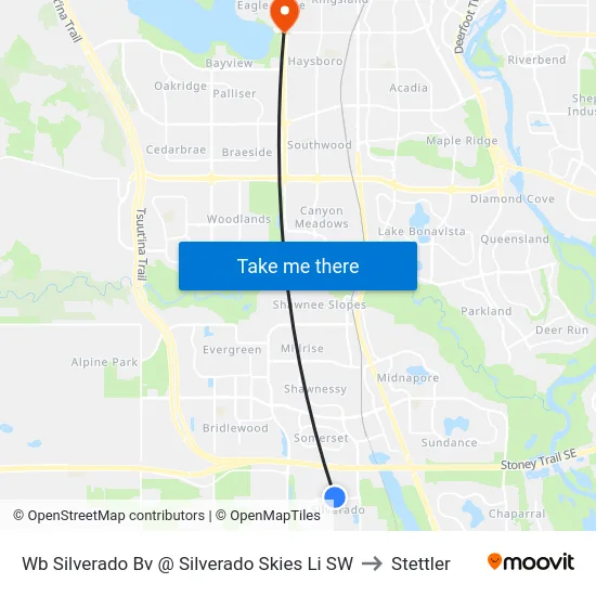 Wb Silverado Bv @ Silverado Skies Li SW to Stettler map