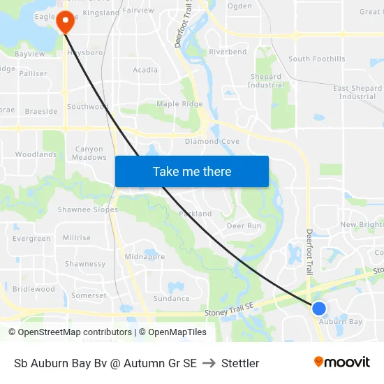 Sb Auburn Bay Bv @ Autumn Gr SE to Stettler map