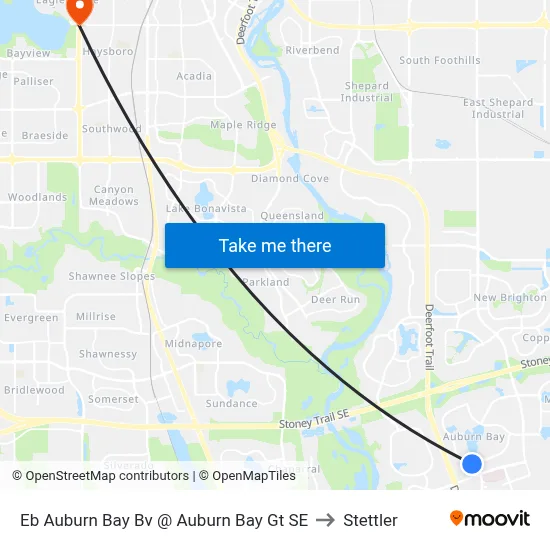 Eb Auburn Bay Bv @ Auburn Bay Gt SE to Stettler map
