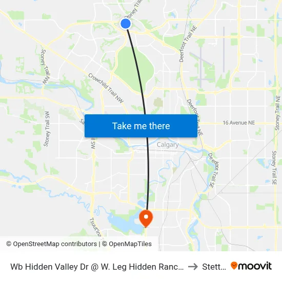 Wb Hidden Valley Dr @ W. Leg Hidden Ranch Cr NW to Stettler map