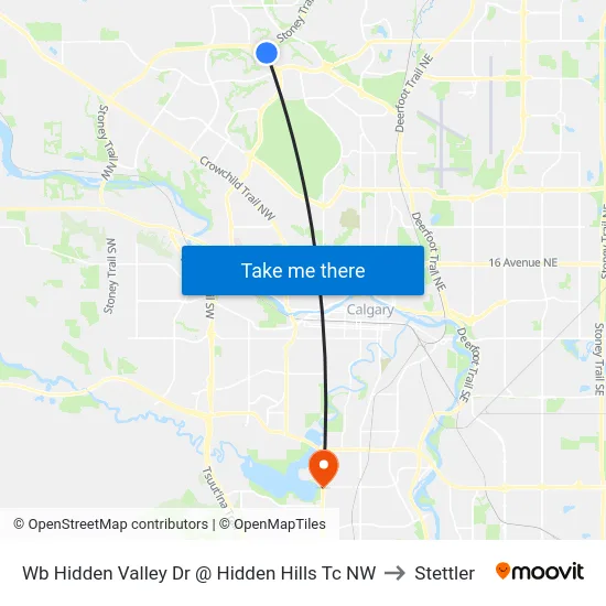Wb Hidden Valley Dr @ Hidden Hills Tc NW to Stettler map