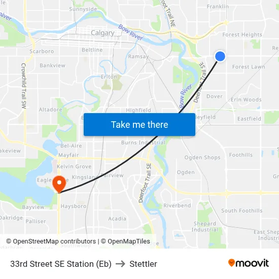 33rd Street SE Station (Eb) to Stettler map