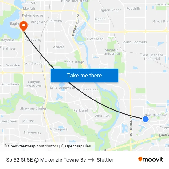Sb 52 St SE @ Mckenzie Towne Bv to Stettler map