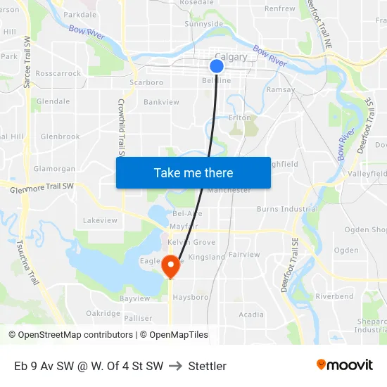Eb 9 Av SW @ W. Of 4 St SW to Stettler map