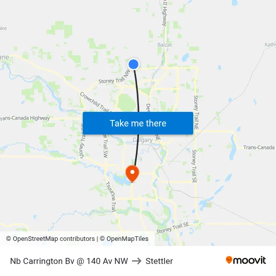 Nb Carrington Bv @ 140 Av NW to Stettler map