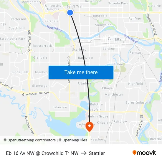 Eb 16 Av NW @ Crowchild Tr NW to Stettler map