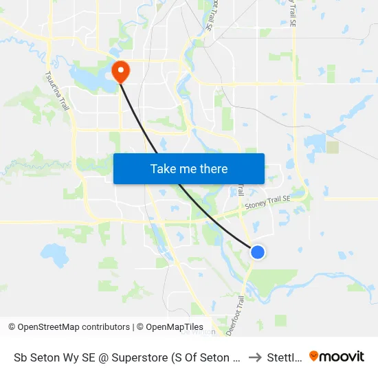 Sb Seton Wy SE @ Superstore (S Of Seton Cr) to Stettler map