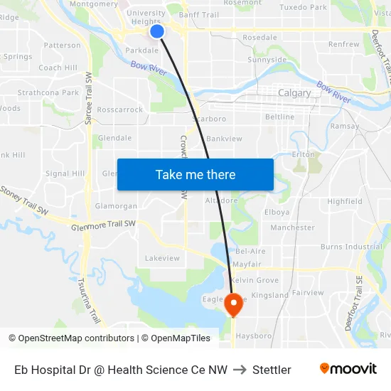 Eb Hospital Dr @ Health Science Ce NW to Stettler map