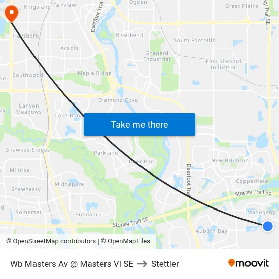 Wb Masters Av @ Masters VI SE to Stettler map