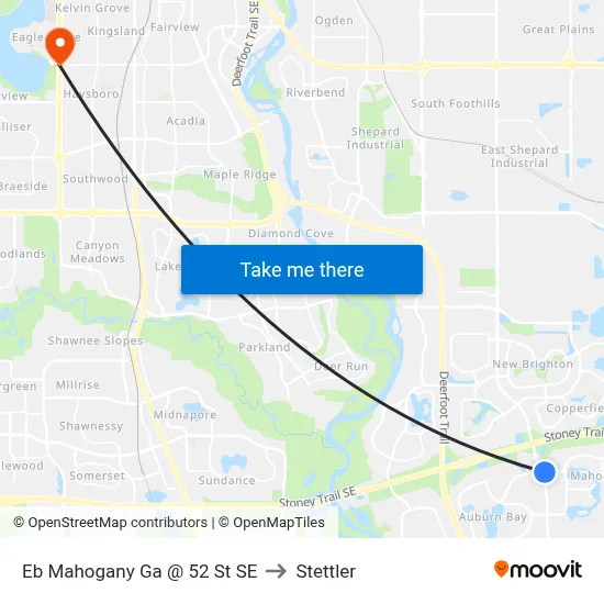Eb Mahogany Ga @ 52 St SE to Stettler map