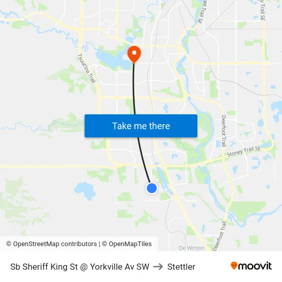 Sb Sheriff King St @ Yorkville Av SW to Stettler map