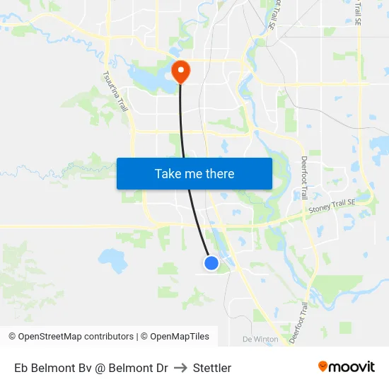 Eb Belmont Bv @ Belmont Dr to Stettler map