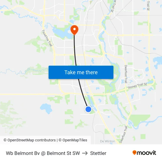 Wb Belmont Bv @ Belmont St SW to Stettler map