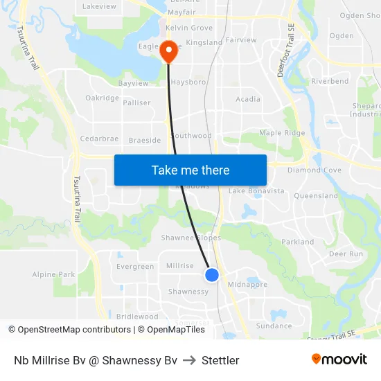 Nb Millrise Bv @   Shawnessy Bv to Stettler map