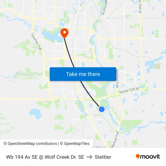 Wb 194 Av SE @ Wolf Creek Dr. SE to Stettler map