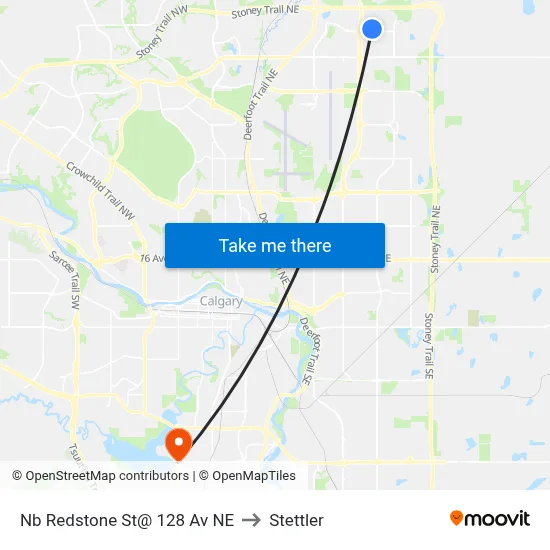 Nb Redstone St@ 128 Av NE to Stettler map