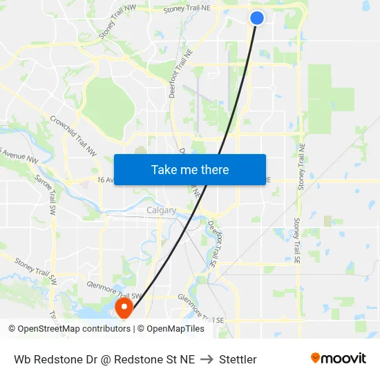 Wb  Redstone Dr @  Redstone St NE to Stettler map