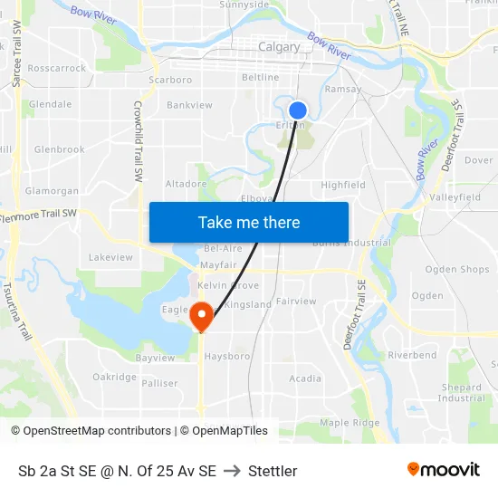 Sb 2a St SE @ N. Of 25 Av SE to Stettler map