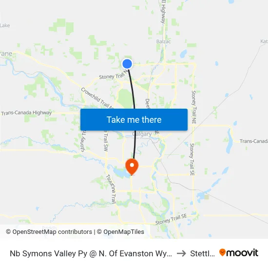 Nb Symons Valley Py @ N. Of Evanston Wy NW to Stettler map