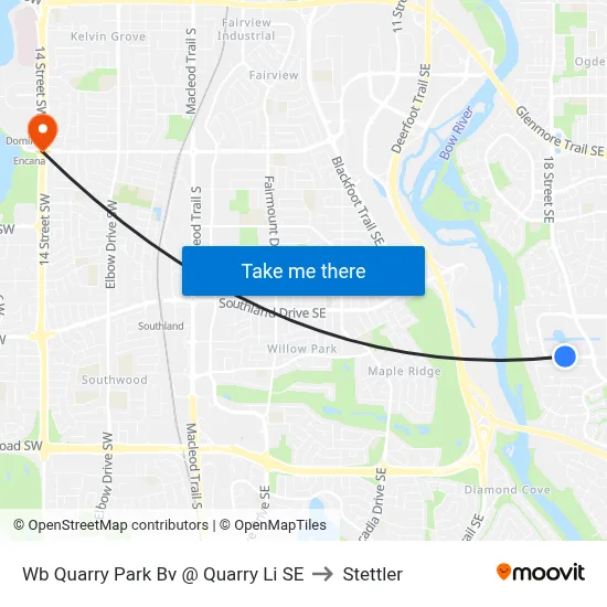 Wb Quarry Park Bv @ Quarry Li SE to Stettler map