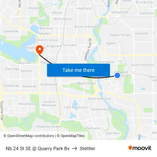 Nb 24 St SE @ Quarry Park Bv to Stettler map